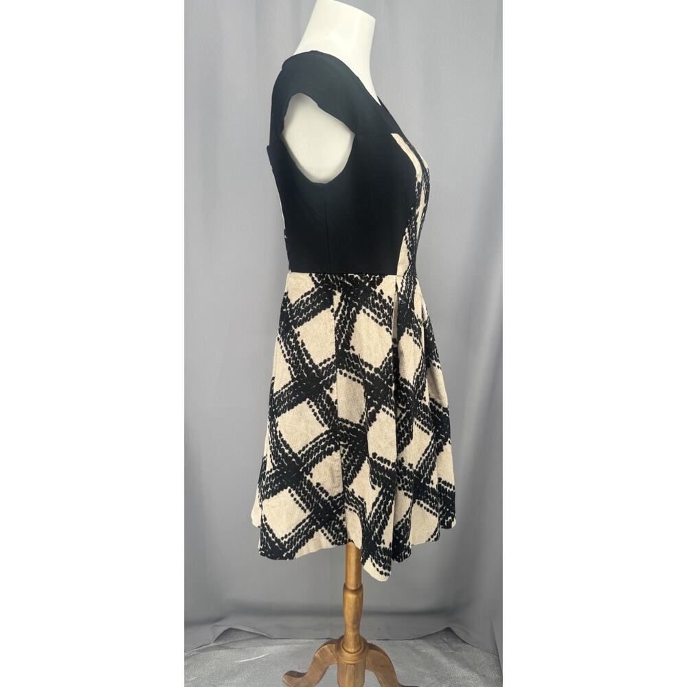 Anthropology Eva Franco Dress Size 6 Black Tan Fit Flare Preppy Academia - Picture 3 of 11
